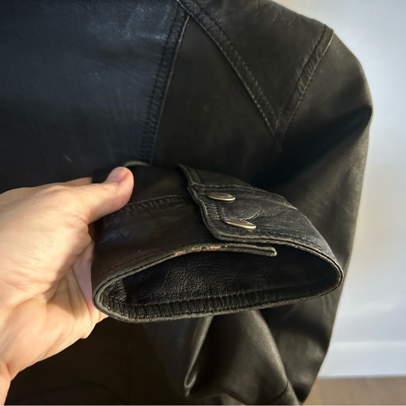 Small Zara TRF real leather black biker jacket. All zips and snaps work. - Picture 4 of 7